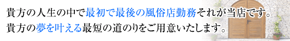 貴方の人生の中で最初で最後の風俗店勤務それが当店です。